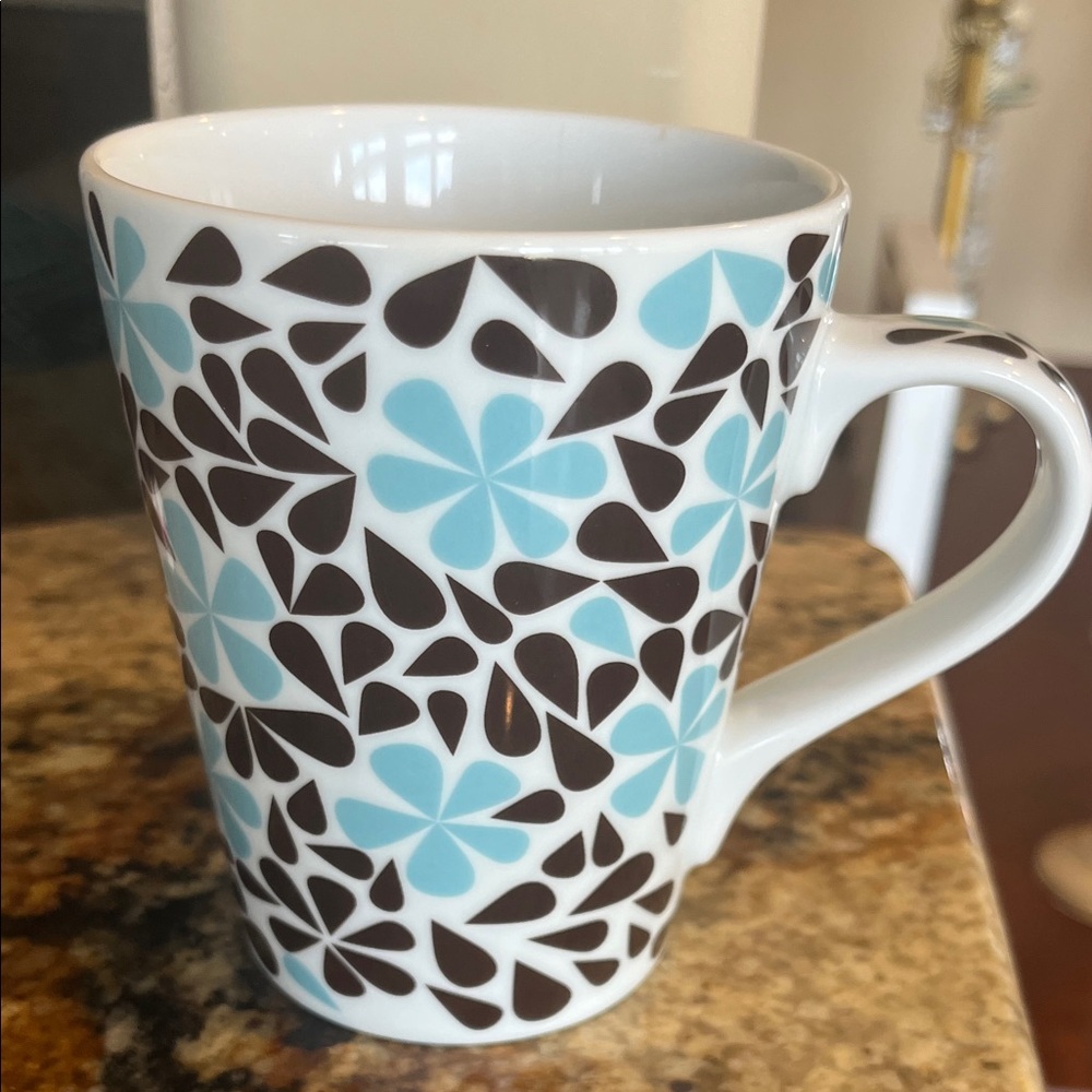 Jonathan Adler For Barnes & Noble Blue Flower 70s Vibe Coffee Mug